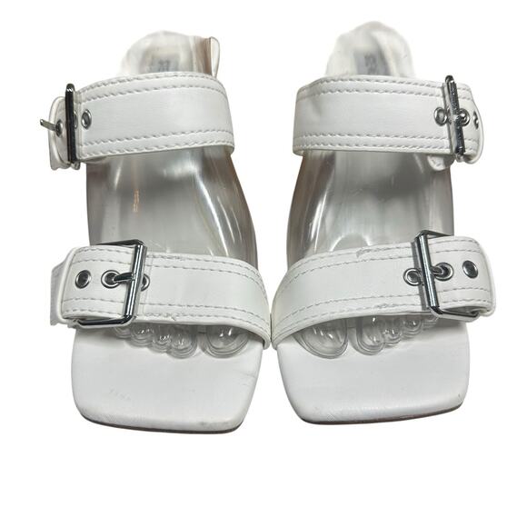Steve Madden Joyous Y2K White Double Buckle High Heel Stiletto Sandals Size 7.5 - Picture 9 of 14